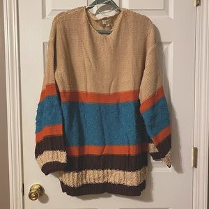 NWOT Umgee Multi Color V-Neck Long Sleeve Sweater Size 2XL